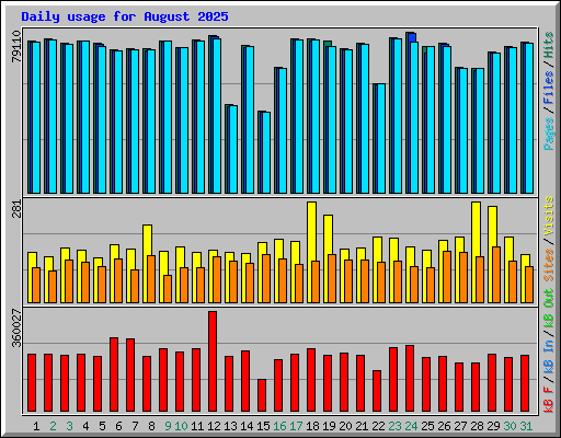 Daily usage for August 2025